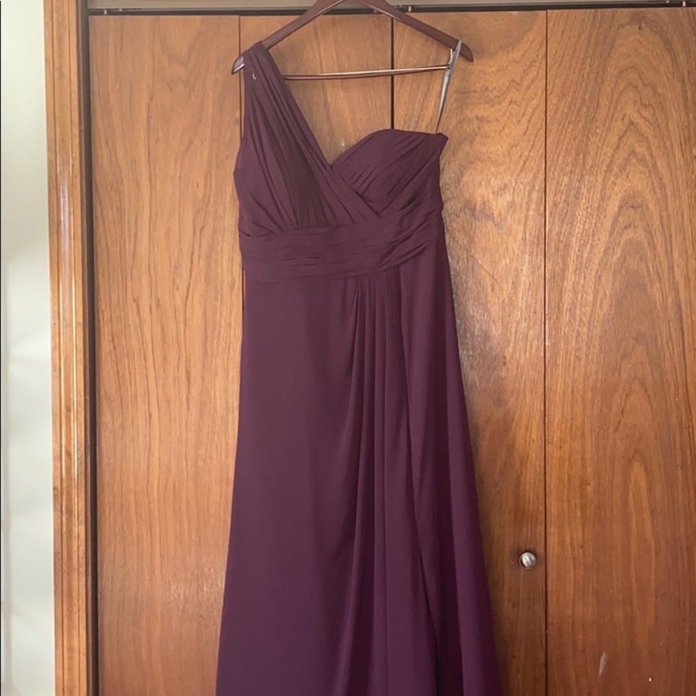 Bill Levkoff Eggplant One Shoulder Dress
